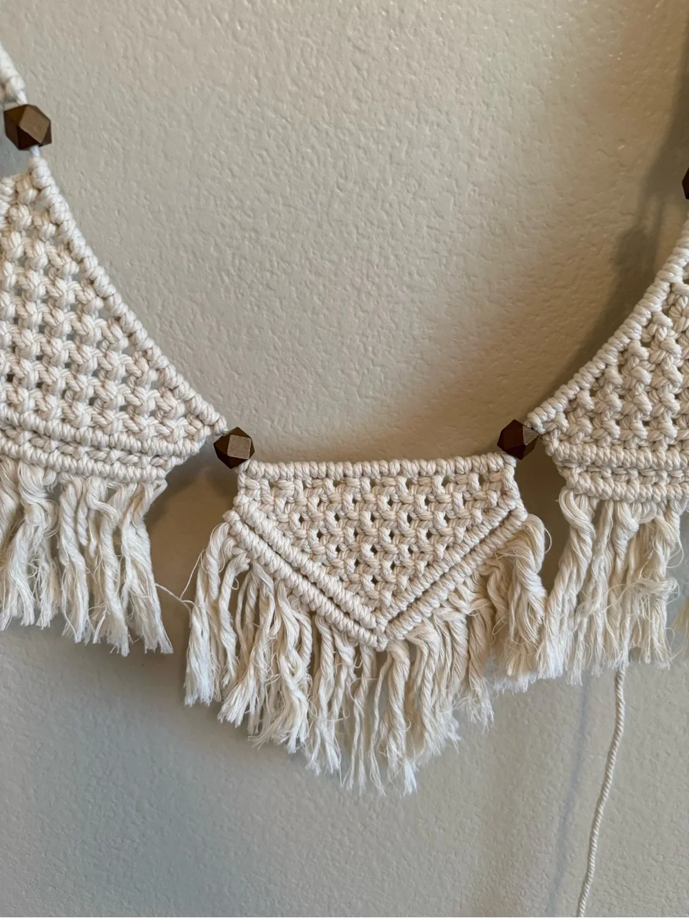 Handmade Macramé Triangle Fringe Garland - Natural Cotton